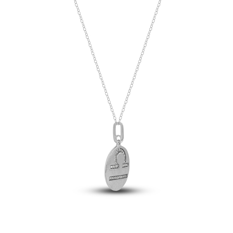 Main Image 2 of Diamond Libra Zodiac Pendant Necklace 1/10 ct tw Round 14K White Gold