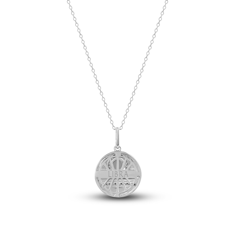 Diamond Libra Zodiac Pendant Necklace 1/10 ct tw Round 14K White Gold