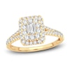 Thumbnail Image 1 of Diamond Double Halo Engagement Ring 1 ct tw Emerald/Round 14K Yellow Gold