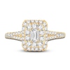 Thumbnail Image 3 of Diamond Double Halo Engagement Ring 1 ct tw Emerald/Round 14K Yellow Gold