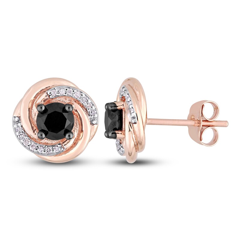 Black & White Diamond Earrings 1 ct tw Round 10K Rose Gold