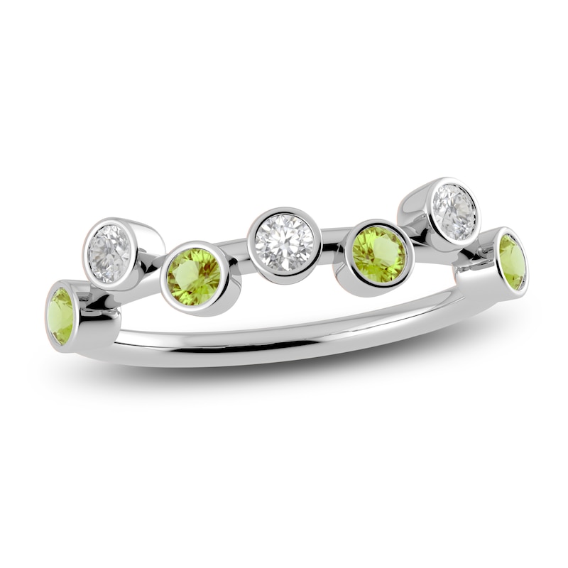 Main Image 1 of Juliette Maison Natural White Sapphire & Natural Peridot Ring 10K White Gold