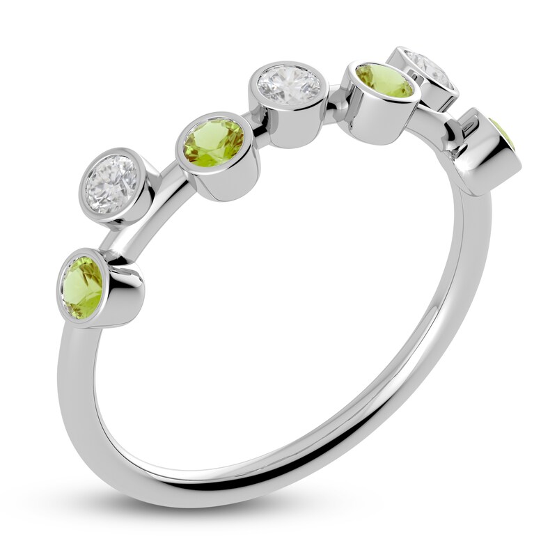 Main Image 2 of Juliette Maison Natural White Sapphire & Natural Peridot Ring 10K White Gold