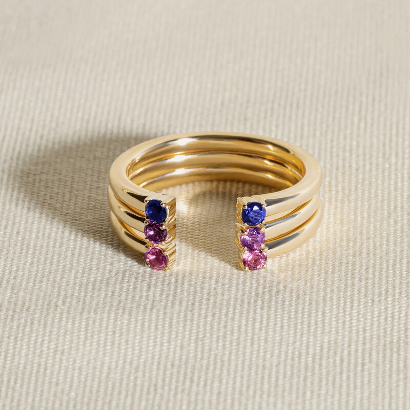 Main Image 4 of Juliette Maison Natural White Sapphire Cuff Ring 10K Rose Gold