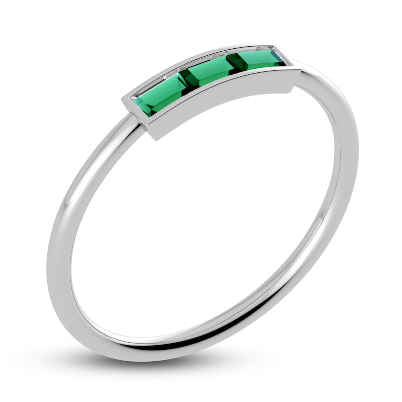 Main Image 2 of Juliette Maison Natural Emerald Baguette Bar Ring 10K White Gold