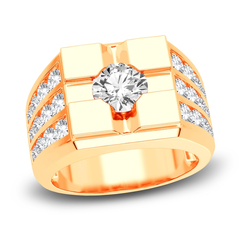 Main Image 1 of Men's Lab-Grown Diamond Ring 3 ct tw Round 14K Yellow Gold
