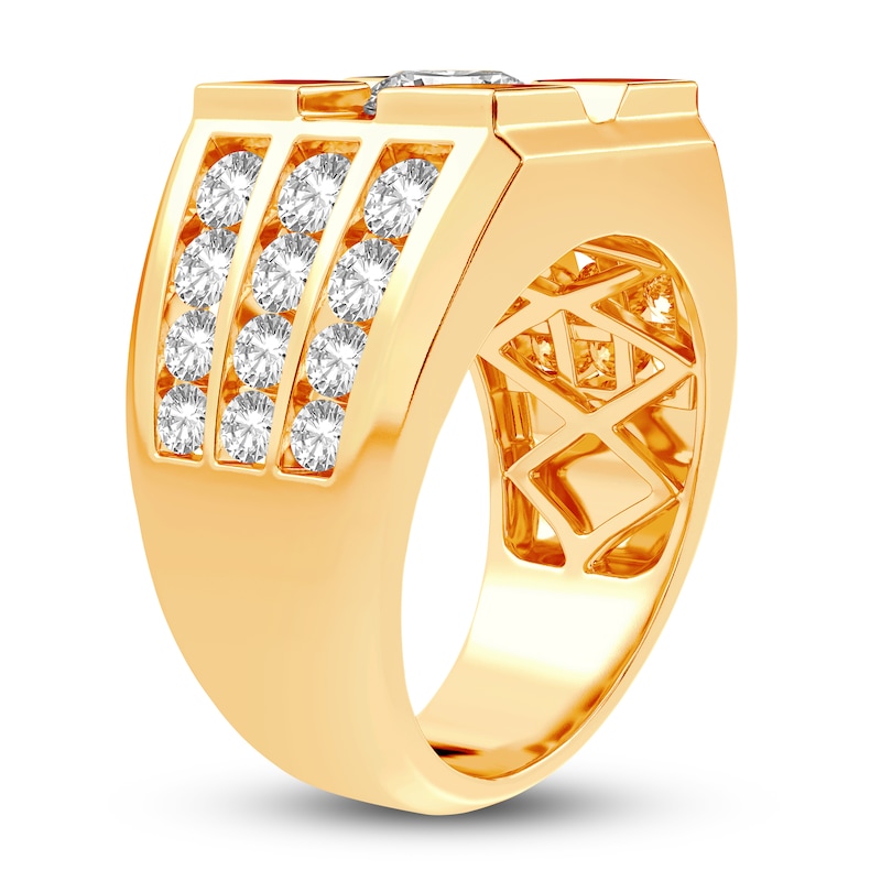 Main Image 2 of Men's Lab-Grown Diamond Ring 3 ct tw Round 14K Yellow Gold