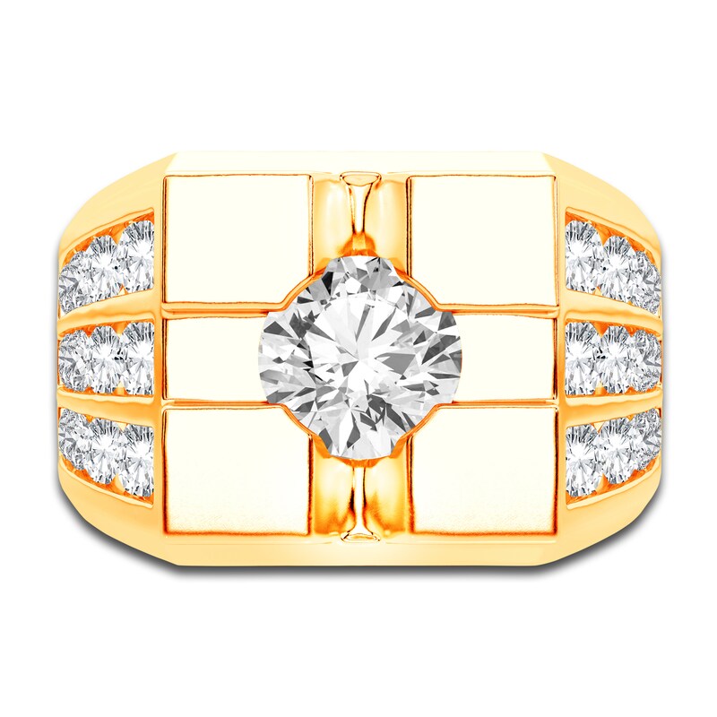 Main Image 3 of Men's Lab-Grown Diamond Ring 3 ct tw Round 14K Yellow Gold