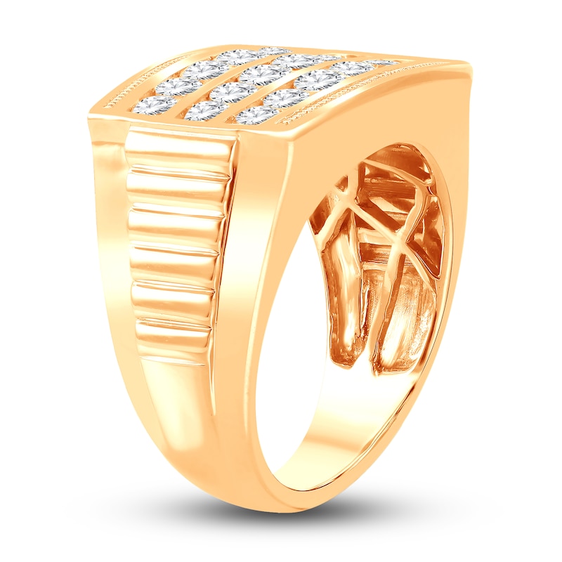 Main Image 2 of Men's Lab-Grown Diamond Ring 2 ct tw Round 14K Yellow Gold