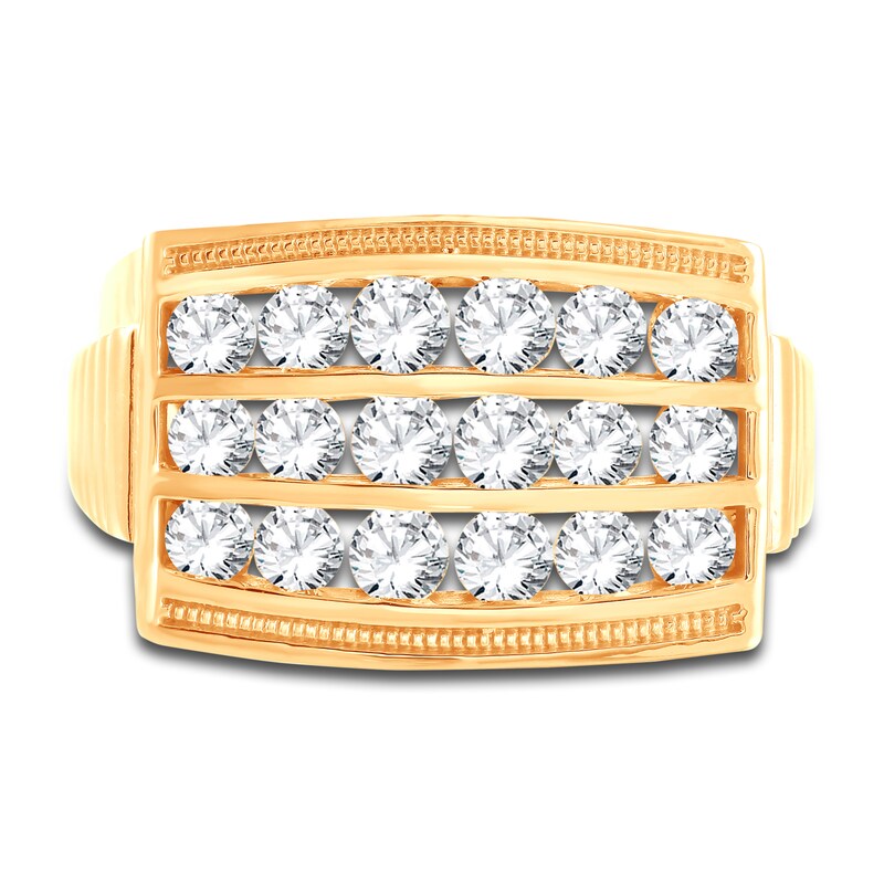 Main Image 3 of Men's Lab-Grown Diamond Ring 2 ct tw Round 14K Yellow Gold