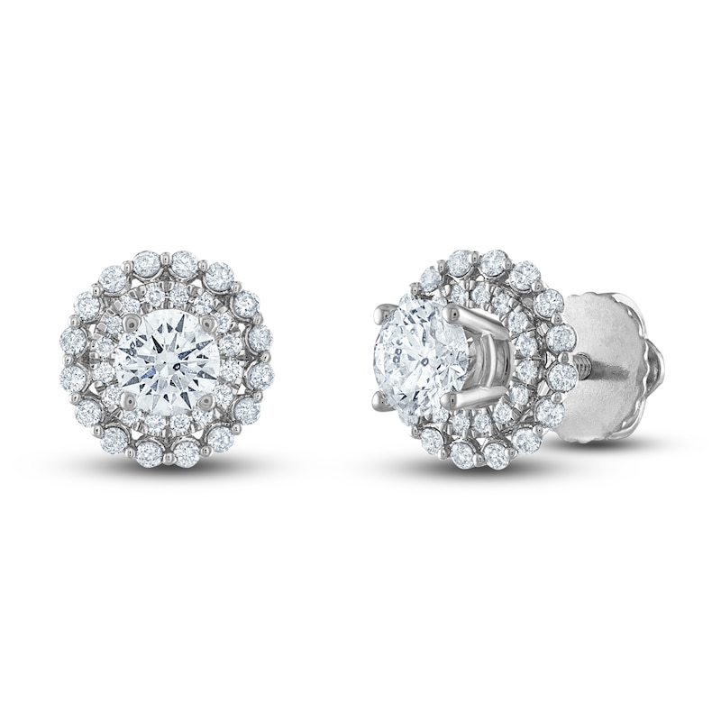 Main Image 3 of Diamond Double Halo Earring Jackets 3/8 ct tw Round 14K White Gold (Jacket Only)