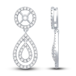 Diamond Double Halo Dangle Earring Jackets 5/8 ct tw Round 14K White Gold