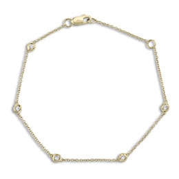 Shy Creation Diamond Station Bracelet 1/10 ct tw Round 14K Yellow Gold 7" SC22003858