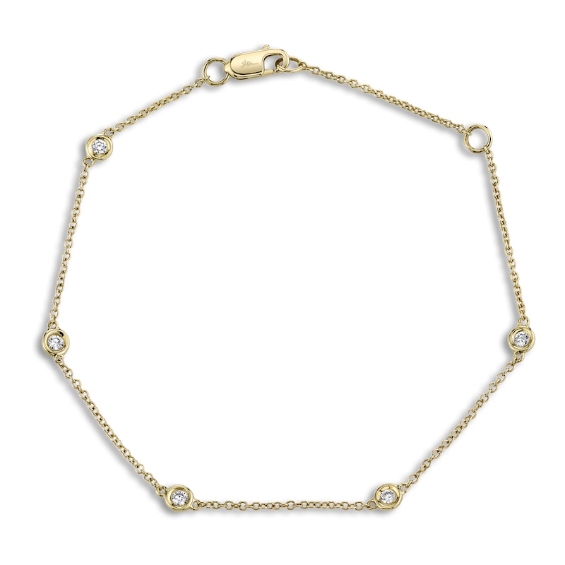Main Image 1 of Shy Creation Diamond Station Bracelet 1/10 ct tw Round 14K Yellow Gold 7" SC22003858
