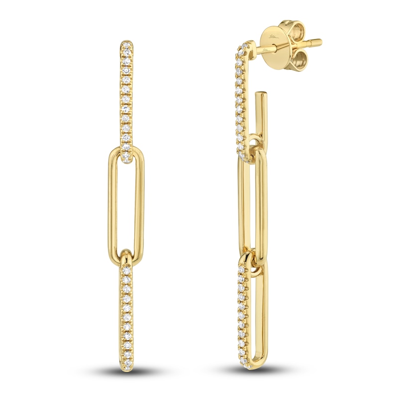 Main Image 1 of Shy Creation Diamond Paperclip Earrings 1/8 ct tw Round 14K Yellow Gold SC55009644