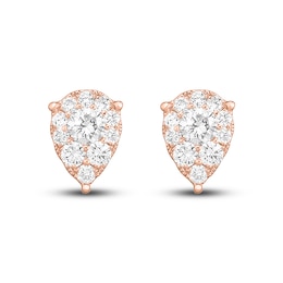 Diamond Teardrop Stud Earrings 3/8 ct tw Round 10K Rose Gold