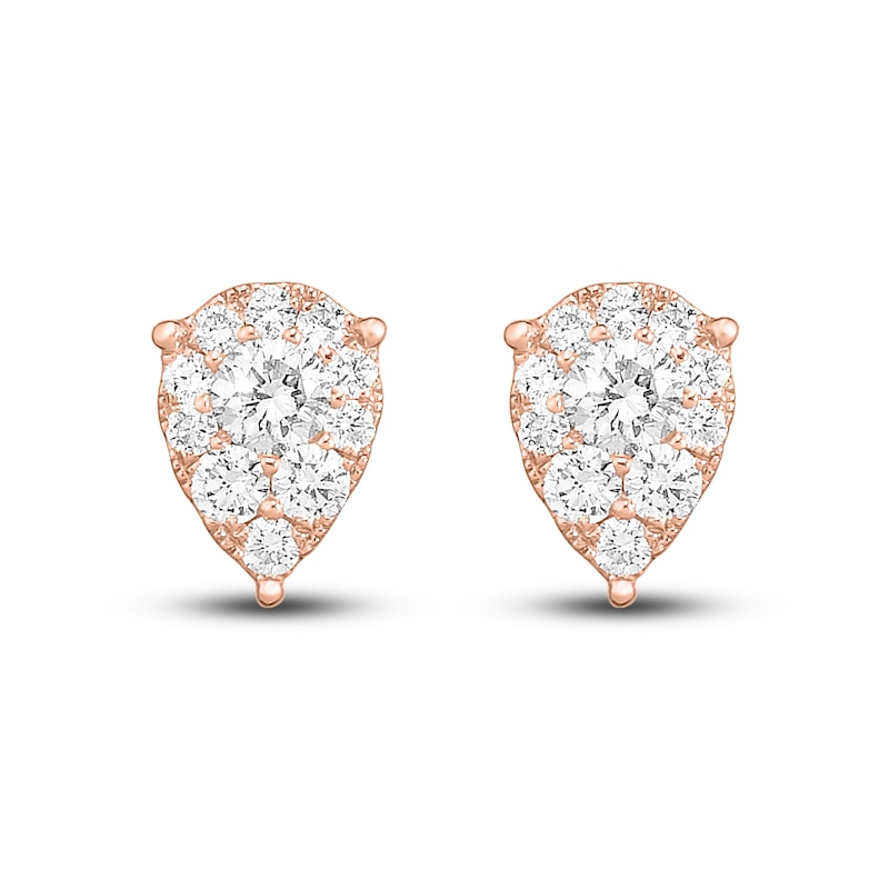 Main Image 1 of Diamond Teardrop Stud Earrings 3/8 ct tw Round 10K Rose Gold