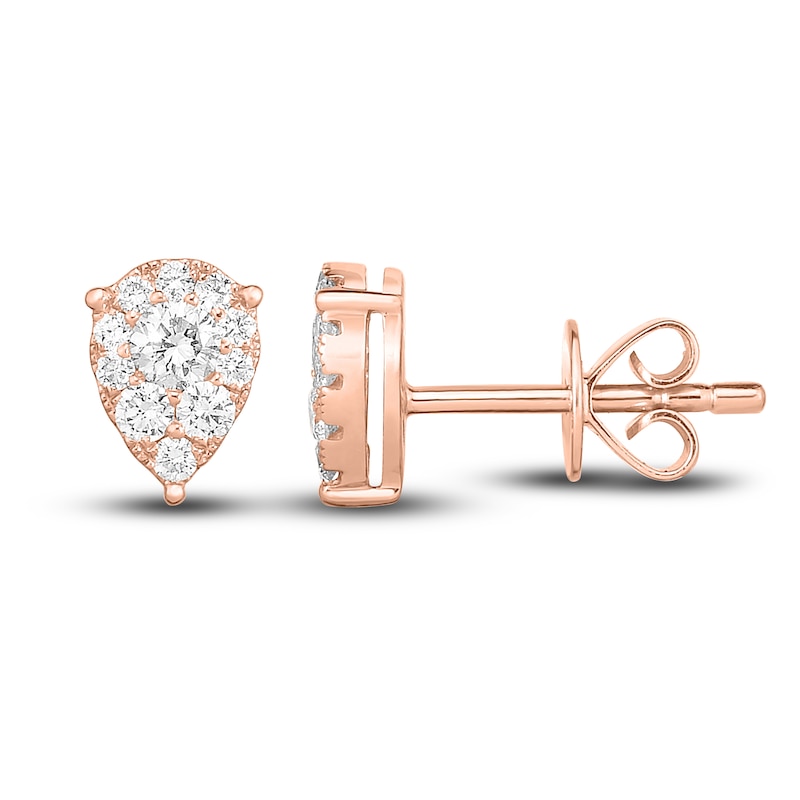 Main Image 2 of Diamond Teardrop Stud Earrings 3/8 ct tw Round 10K Rose Gold