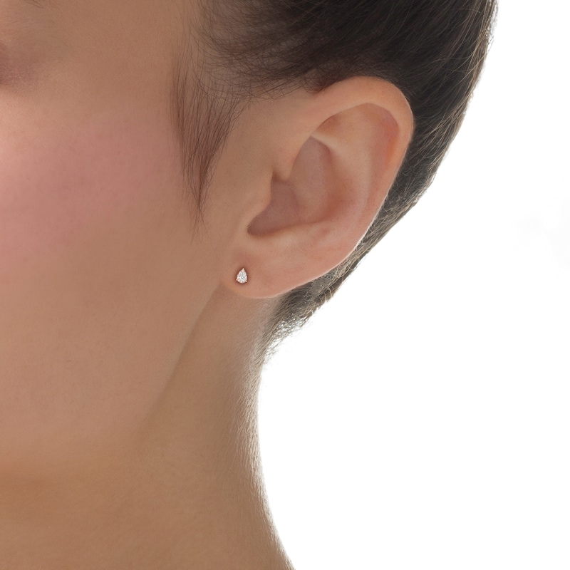 Main Image 3 of Diamond Teardrop Stud Earrings 3/8 ct tw Round 10K Rose Gold