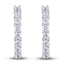 Diamond Hoop Earrings 3 ct tw Round 14K White Gold