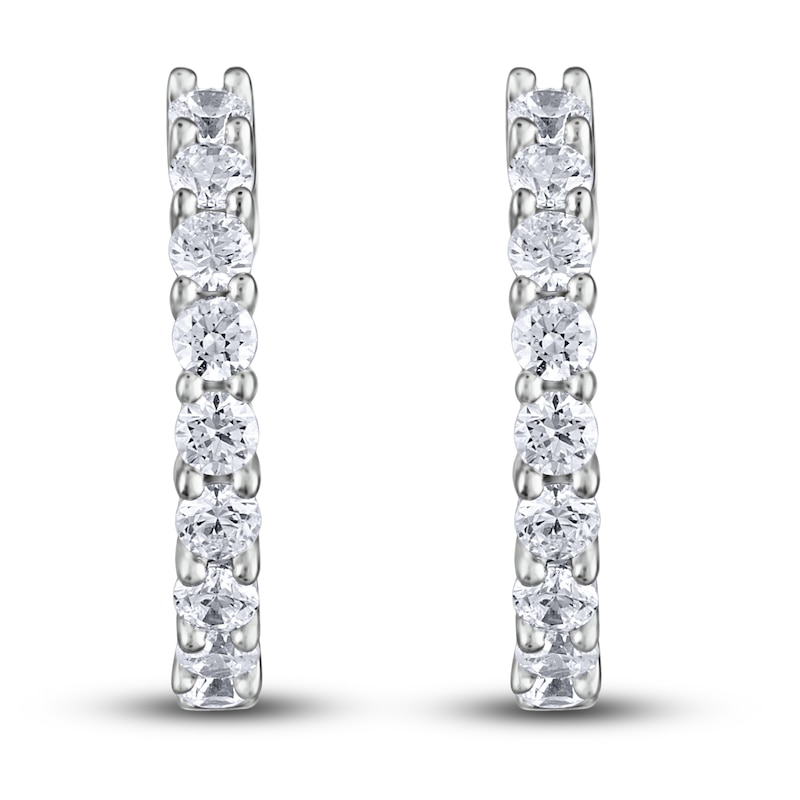 Main Image 1 of Diamond Hoop Earrings 3 ct tw Round 14K White Gold