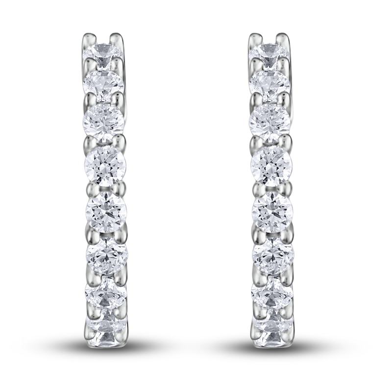 Diamond Hoop Earrings 3 ct tw Round 14K White Gold