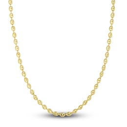 Hollow Puffy Mariner Link Necklace 14K Yellow Gold