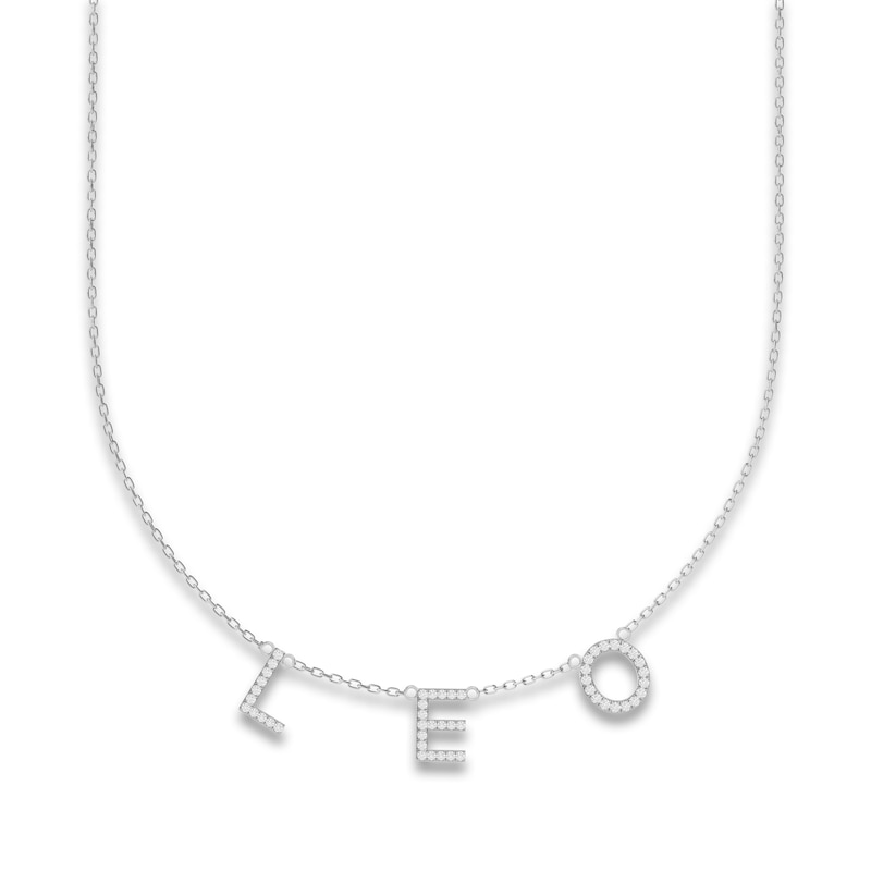 Juliette Maison Diamond Station Name Necklace 3/8 ct tw Round 10K White Gold