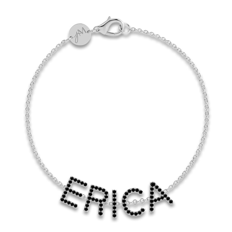 Main Image 1 of Juliette Maison Black Diamond Station Name Bracelet 1-3/8 ct tw Round 10K White Gold