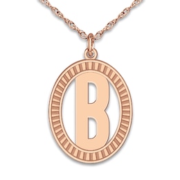 Initial Pendant Necklace 14K Rose Gold 18"
