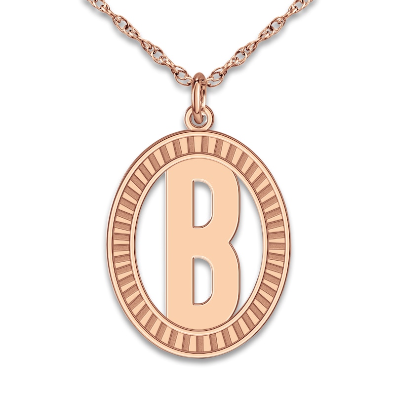 Main Image 1 of Initial Pendant Necklace 14K Rose Gold 18"