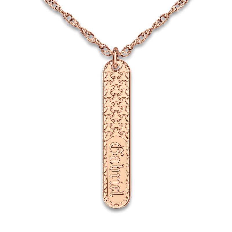 Main Image 1 of Men's Engravable Pendant Necklace Rose Gold-Plated Sterling Silver 18"