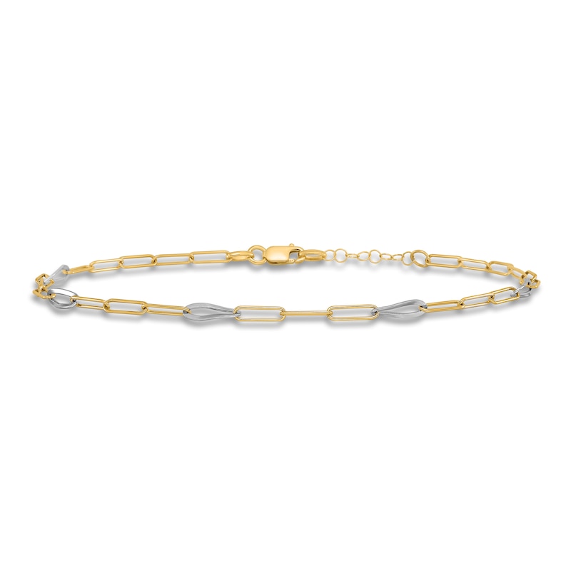 Main Image 3 of High-Polish Mirror Link Anklet 14K Two-Tone Gold 9"
