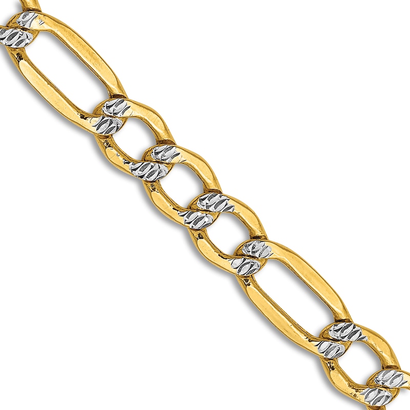 Semi-Solid Figaro Chain Necklace 14K Yellow Gold 22" 5.25mm