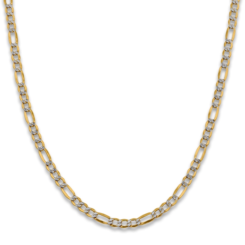 Semi-Solid Figaro Chain Necklace 14K Yellow Gold 22" 5.25mm