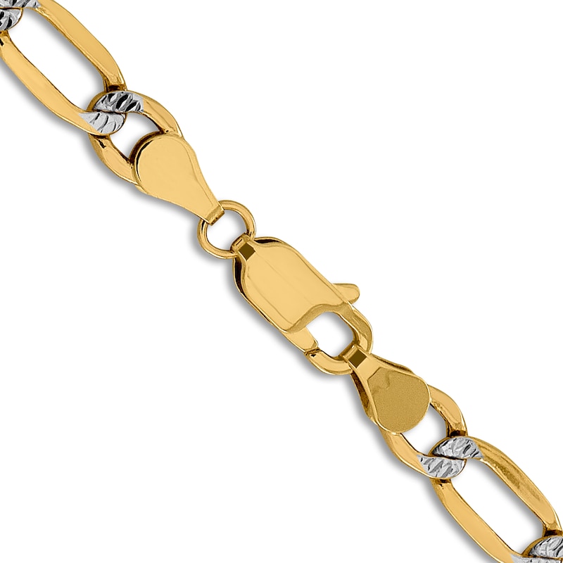 Semi-Solid Figaro Chain Necklace 14K Yellow Gold 22" 5.25mm