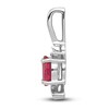 Natural Ruby Pendant Charm Diamond Accents 14K White Gold