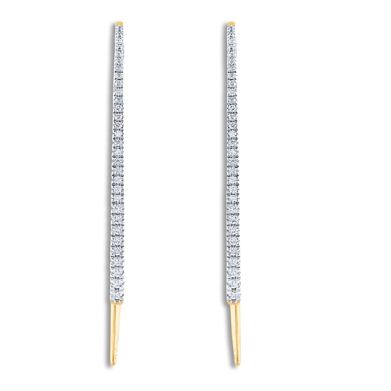 Main Image 1 of Diamond Threader Earrings 1/5 ct tw Round 14K Yellow Gold