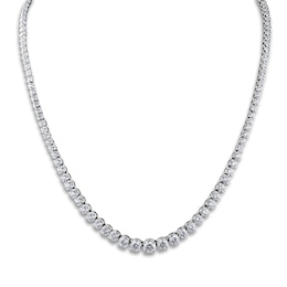 Diamond Tennis Necklace 8 ct tw Round 14K White Gold 16"