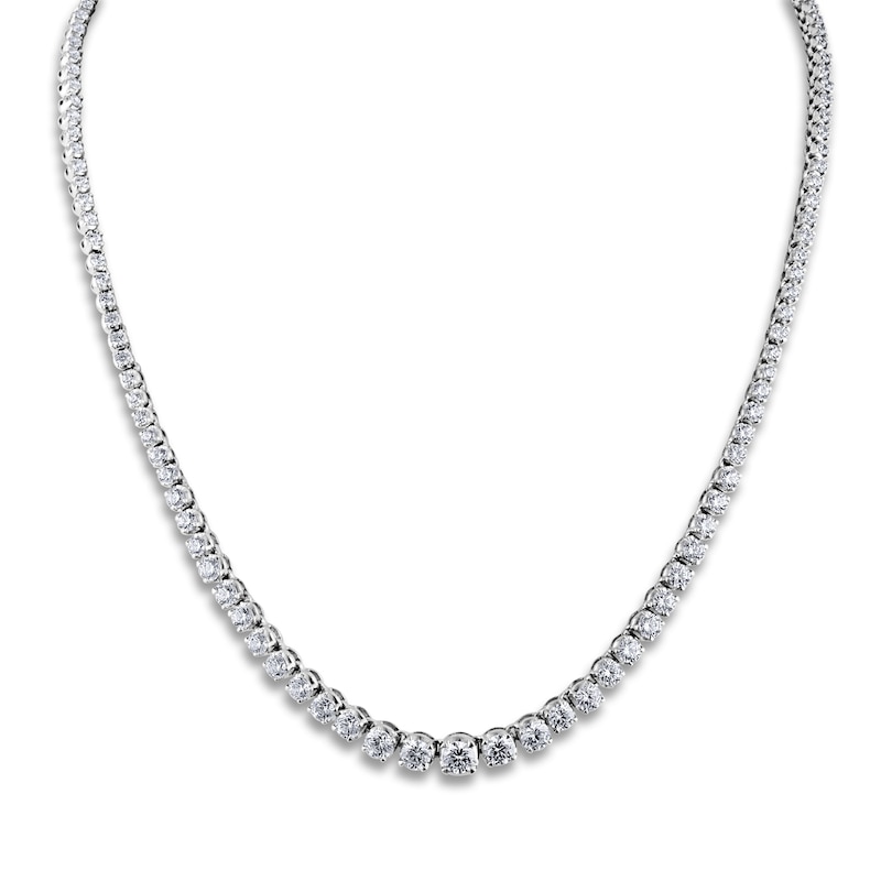 Main Image 1 of Diamond Tennis Necklace 8 ct tw Round 14K White Gold 16"