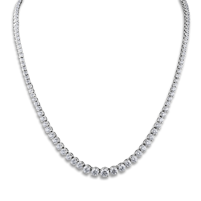 Diamond Tennis Necklace 8 ct tw Round 14K White Gold 16"