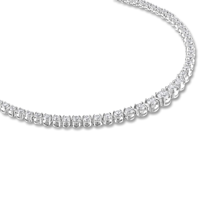 Diamond Tennis Necklace 8 ct tw Round 14K White Gold 16"