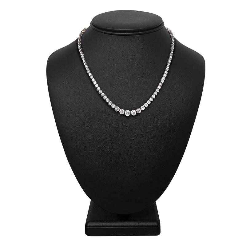 Diamond Tennis Necklace 8 ct tw Round 14K White Gold 16"