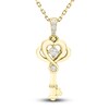 Thumbnail Image 1 of Diamond Heart Key Pendant Necklace 1/15 ct tw Round 10K Yellow Gold 18"