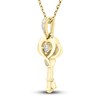 Thumbnail Image 2 of Diamond Heart Key Pendant Necklace 1/15 ct tw Round 10K Yellow Gold 18"