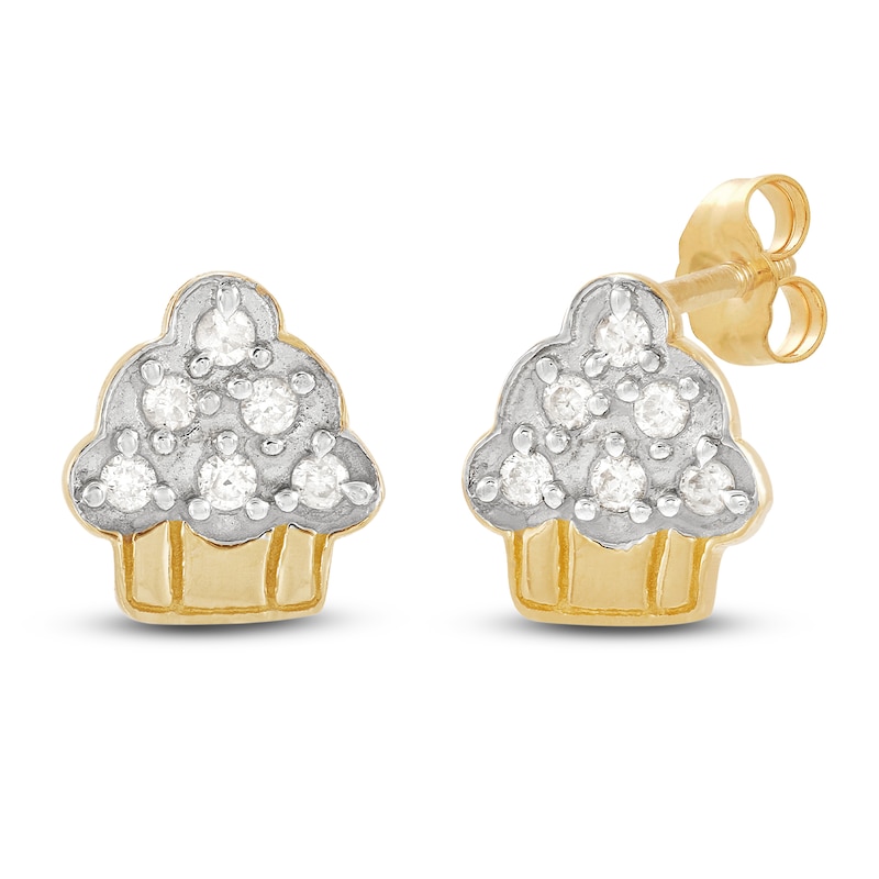 Main Image 1 of Children's Diamond Cupcake Stud Earrings 1/20 ct tw Round 14K Yellow Gold
