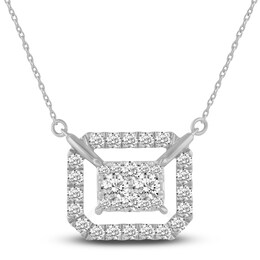 Diamond Necklace 1 ct tw Round 14K White Gold 17"