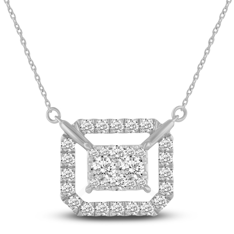 Main Image 1 of Diamond Necklace 1 ct tw Round 14K White Gold 17"