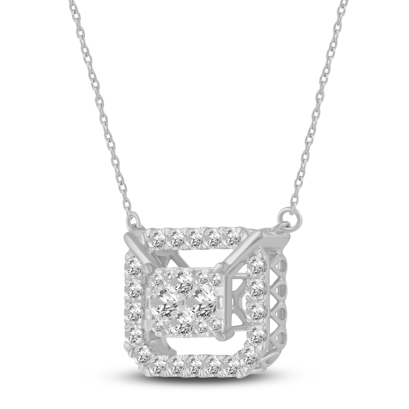 Main Image 2 of Diamond Necklace 1 ct tw Round 14K White Gold 17"