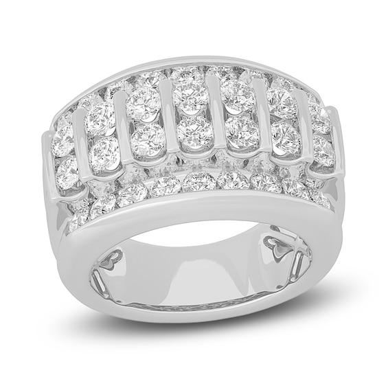 Certified Men's LabCreated Diamond Ring 4 ct tw Round 14K White Gold